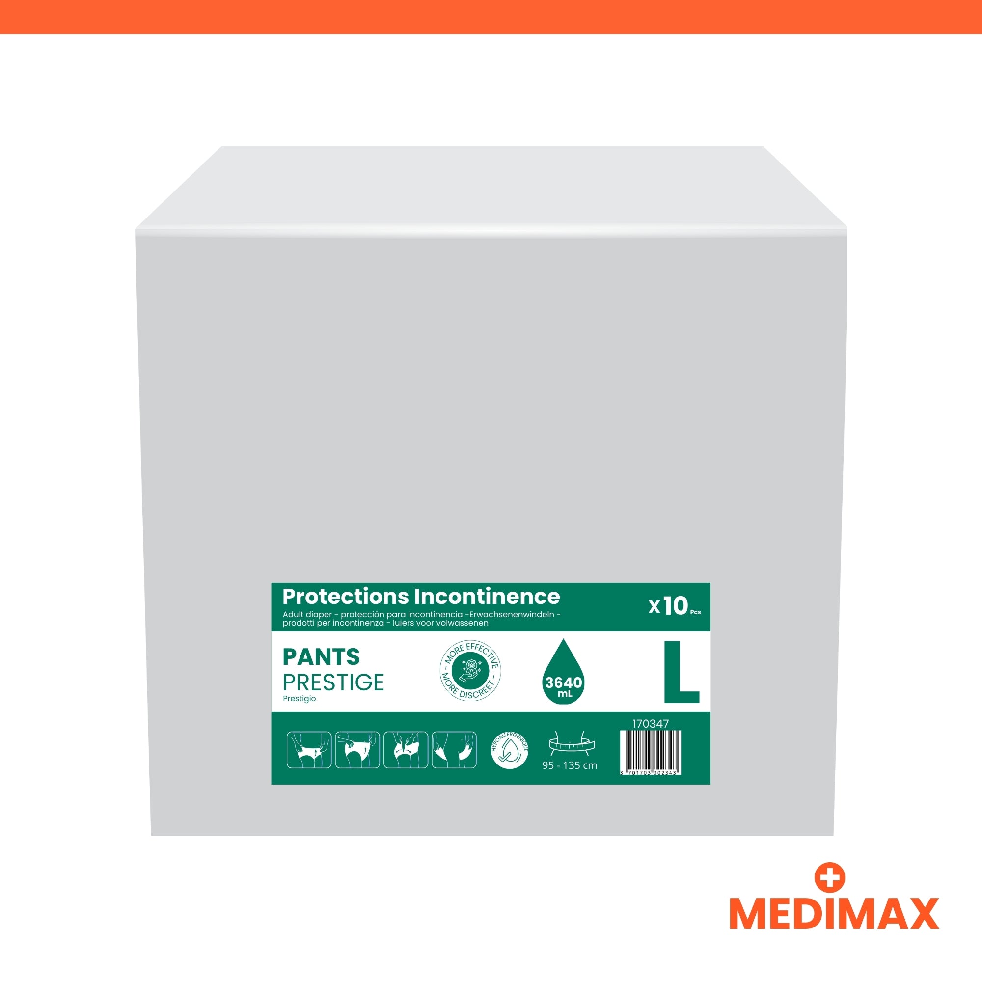 Medimax Prestige Pants absorbants Taille M lot 60 4000 mL