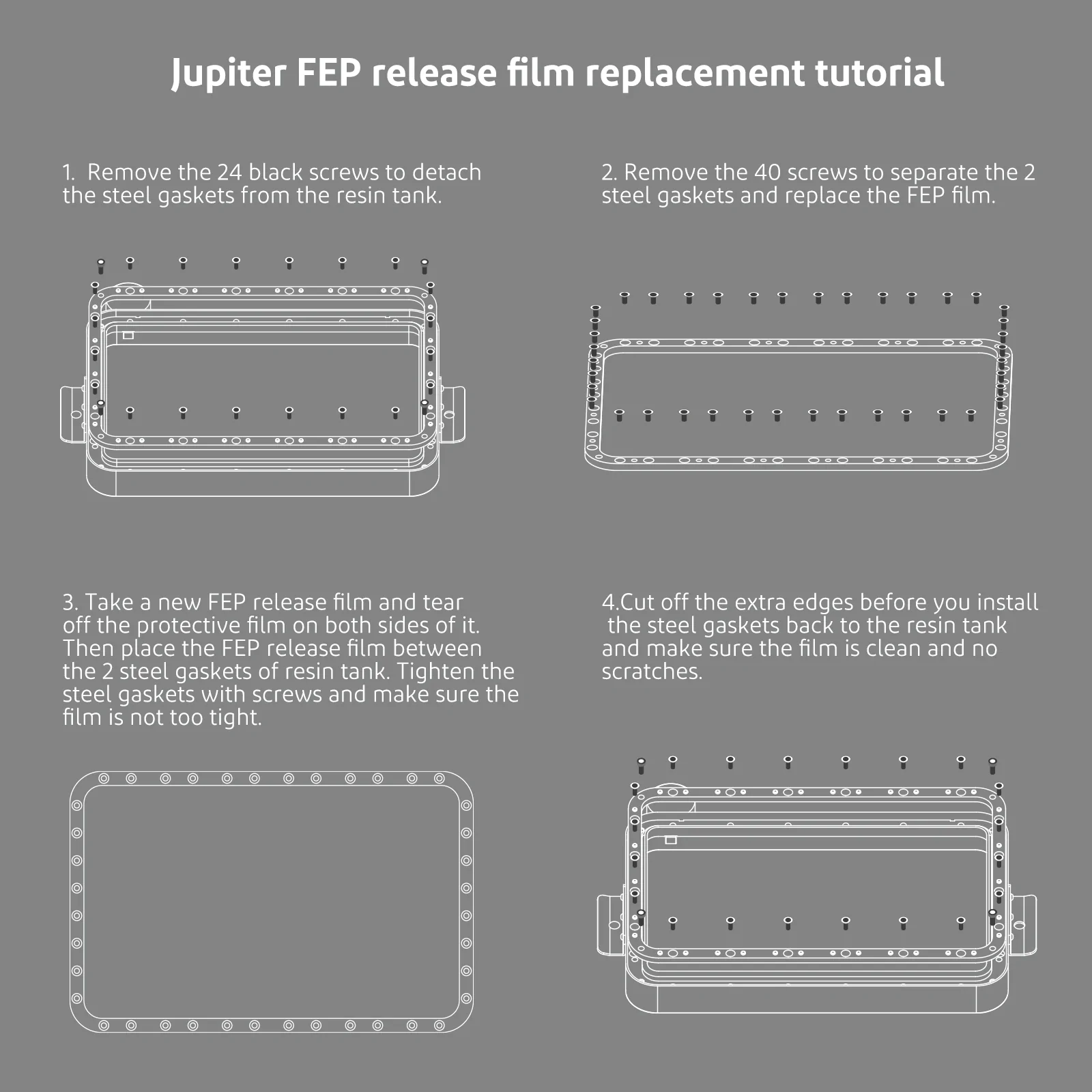 Elegoo Jupiter film FEP PFA rechange 370x235 pack 5