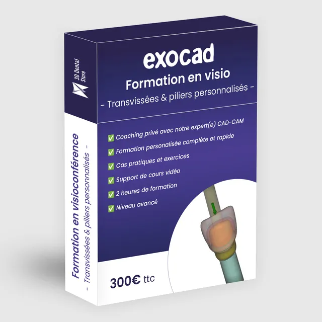 Exocad formation transvissée pilier personnalisé 2h visio