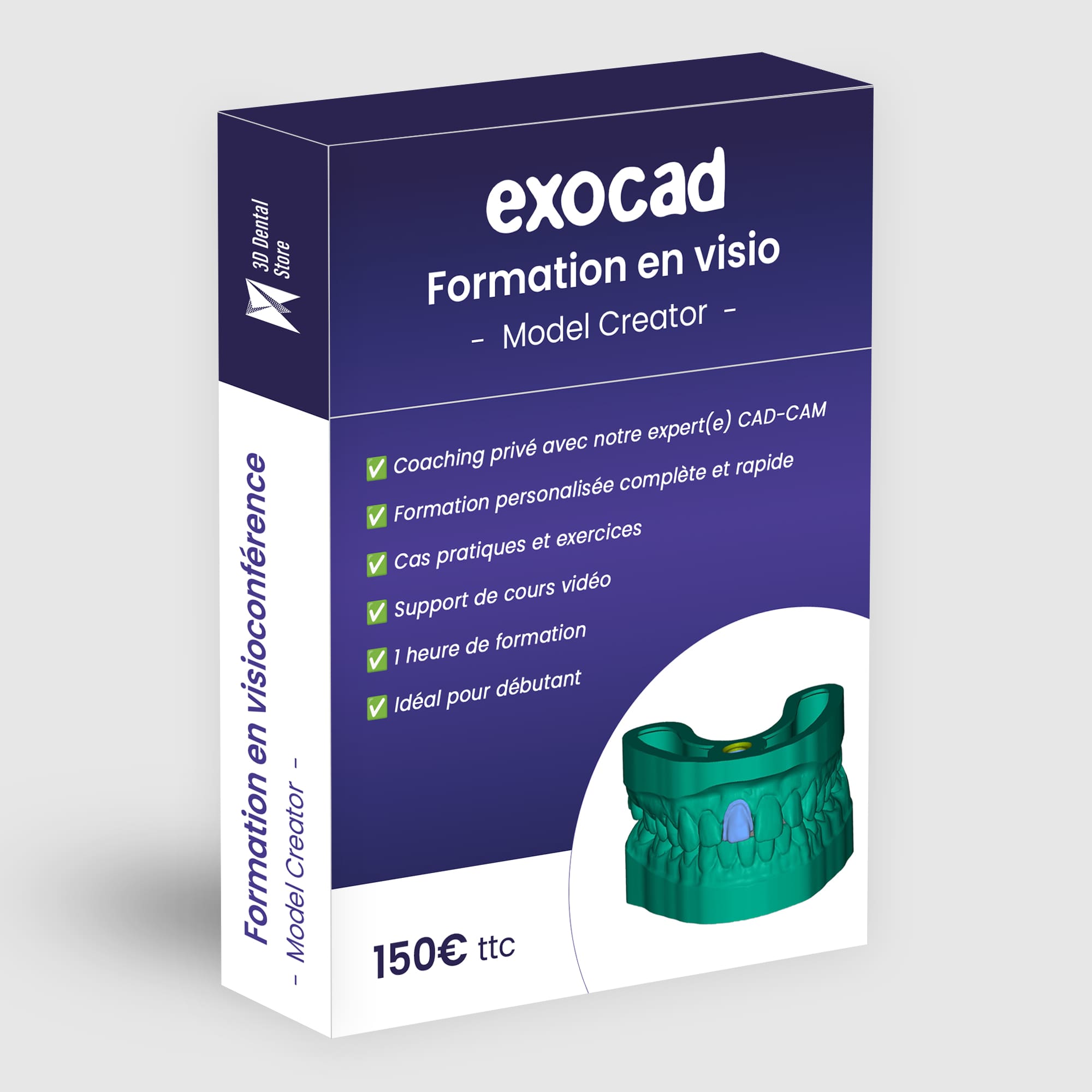 Formation Exocad visio création modèles 1h débutant