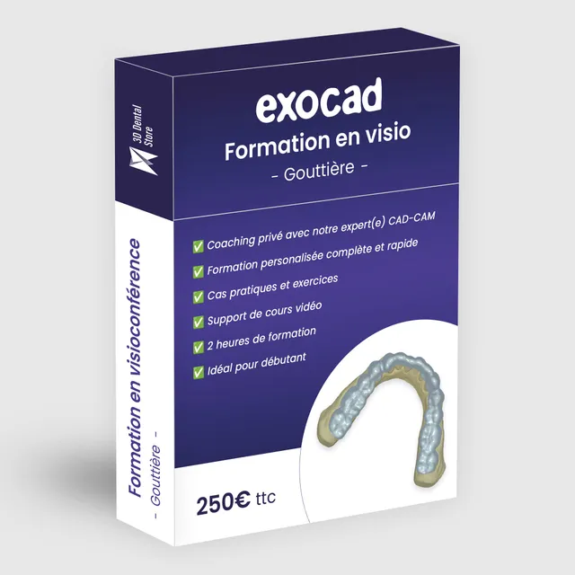 Exocad formation gouttière 2h visioconférence individuelle