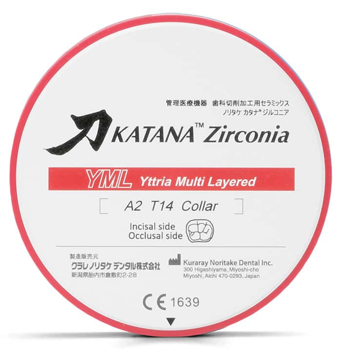 Kuraray Katana YML disque zircone multicouche usinage