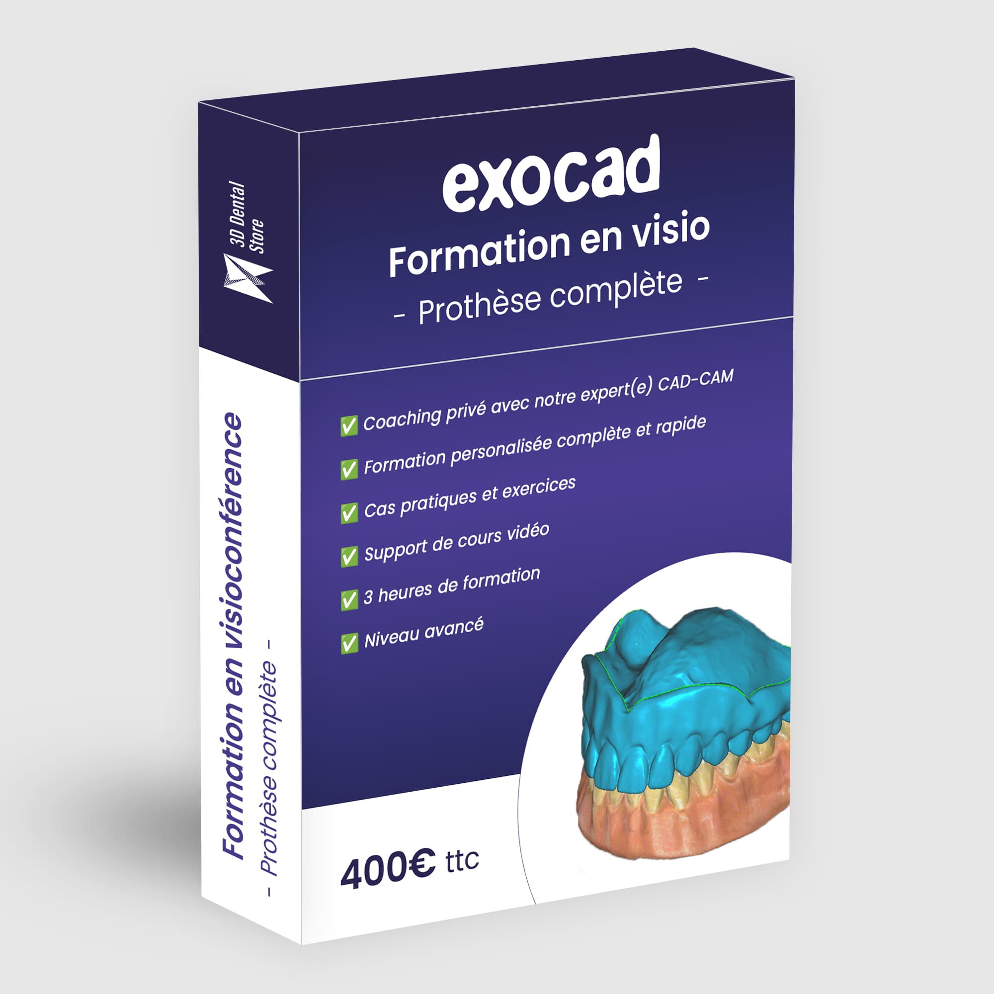 Exocad Formation prothèse complète visioconférence 3h avancé