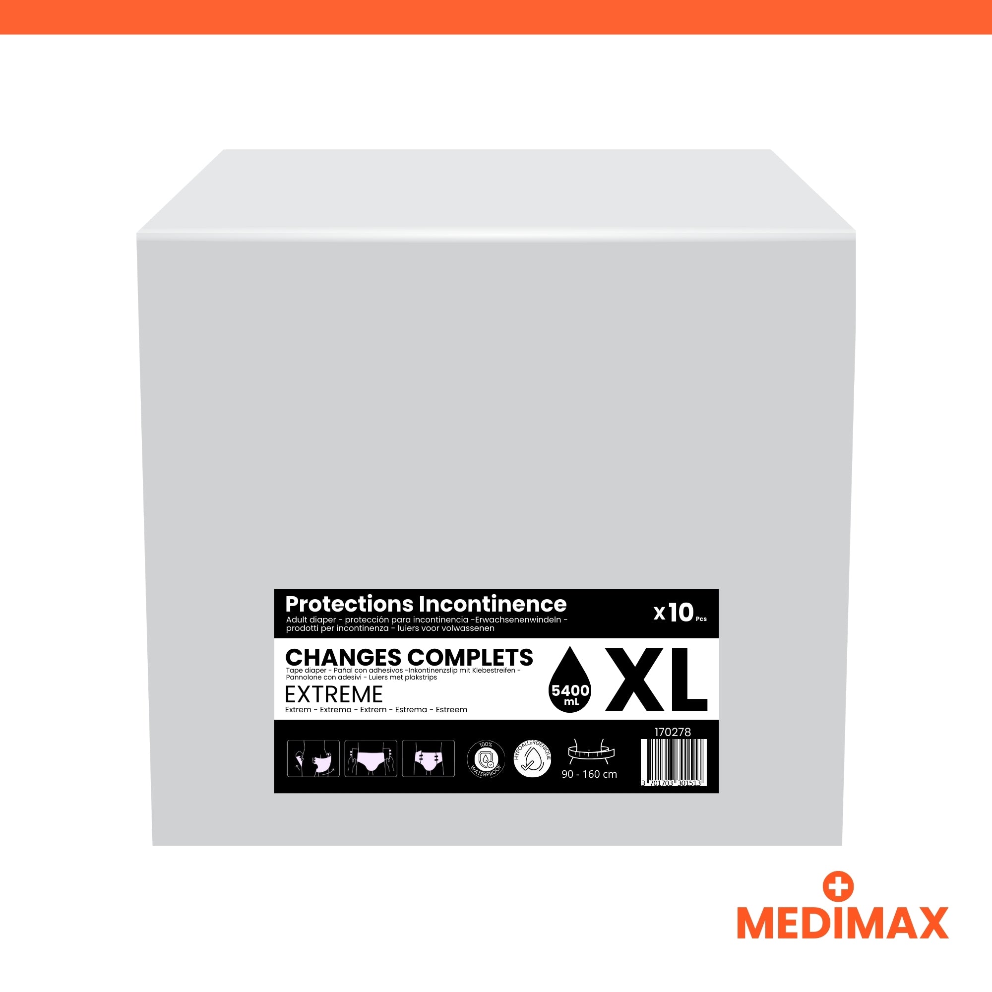 Medimax Extrême change complet taille M lot 60 5400 mL