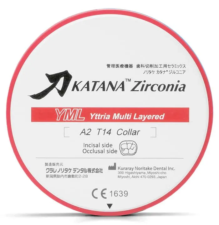Kuraray Katana YML disque zircone multicouche usinage