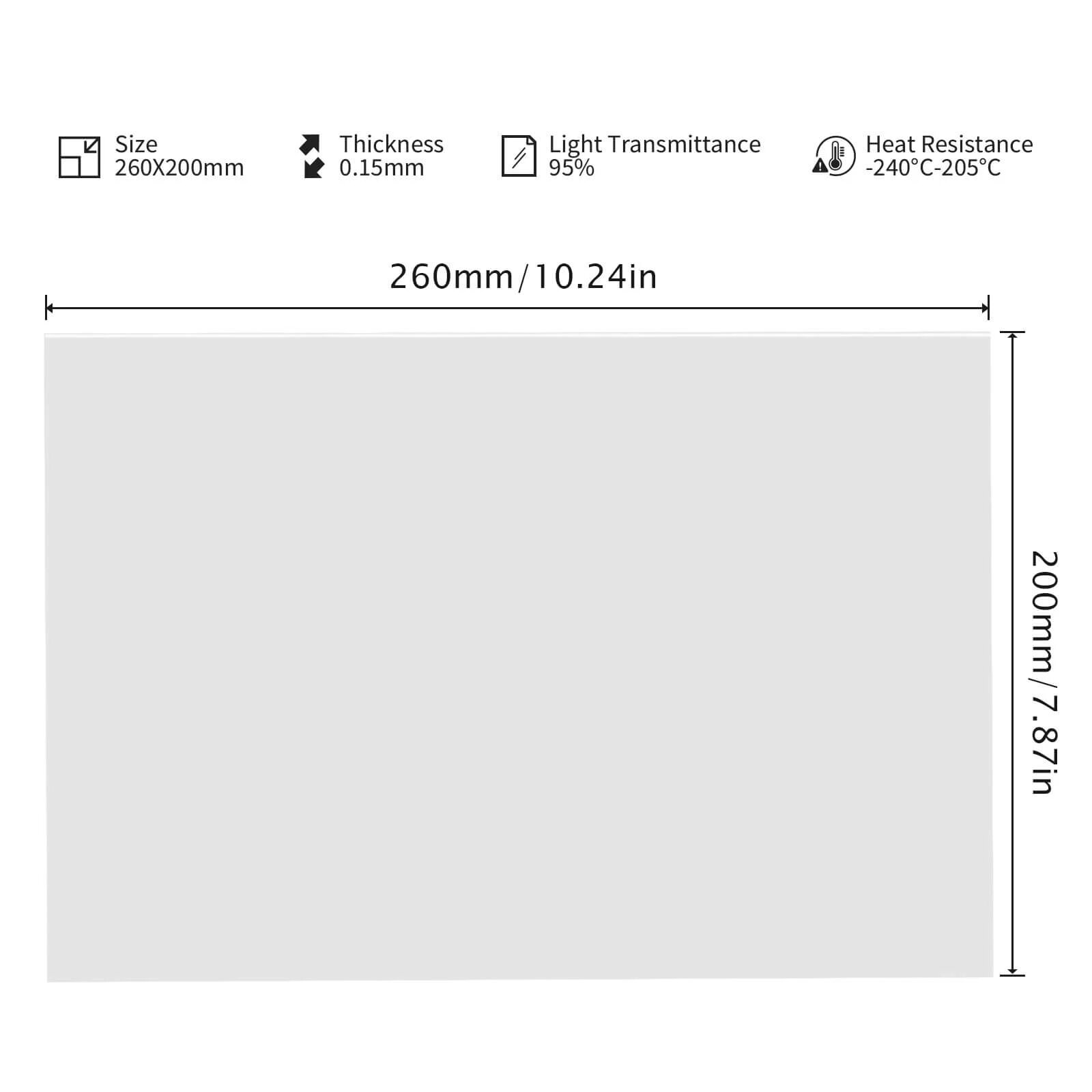 Films FEP Elegoo Saturn feuille 200x260 0,15 mm impression 3D