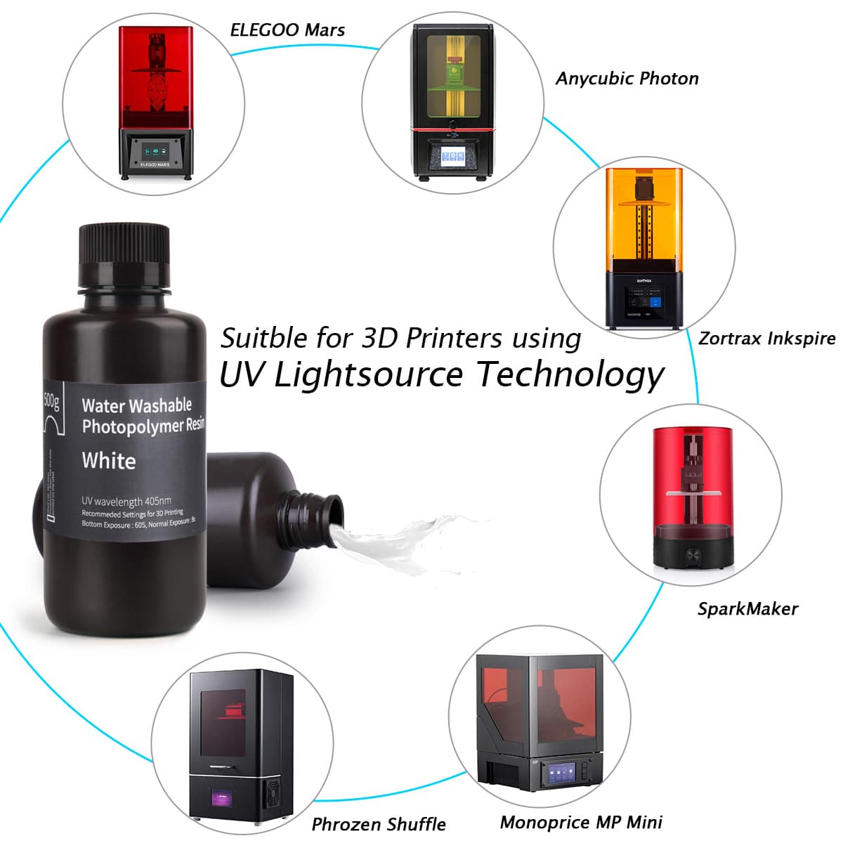 Elegoo Water Washable Résine 3D 405nm Lavable à l'Eau