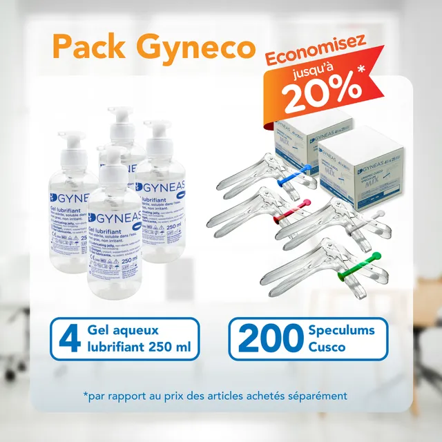Gyneas Pack Gynéco spéculums Cusco M rouge + gel 4x250 ml