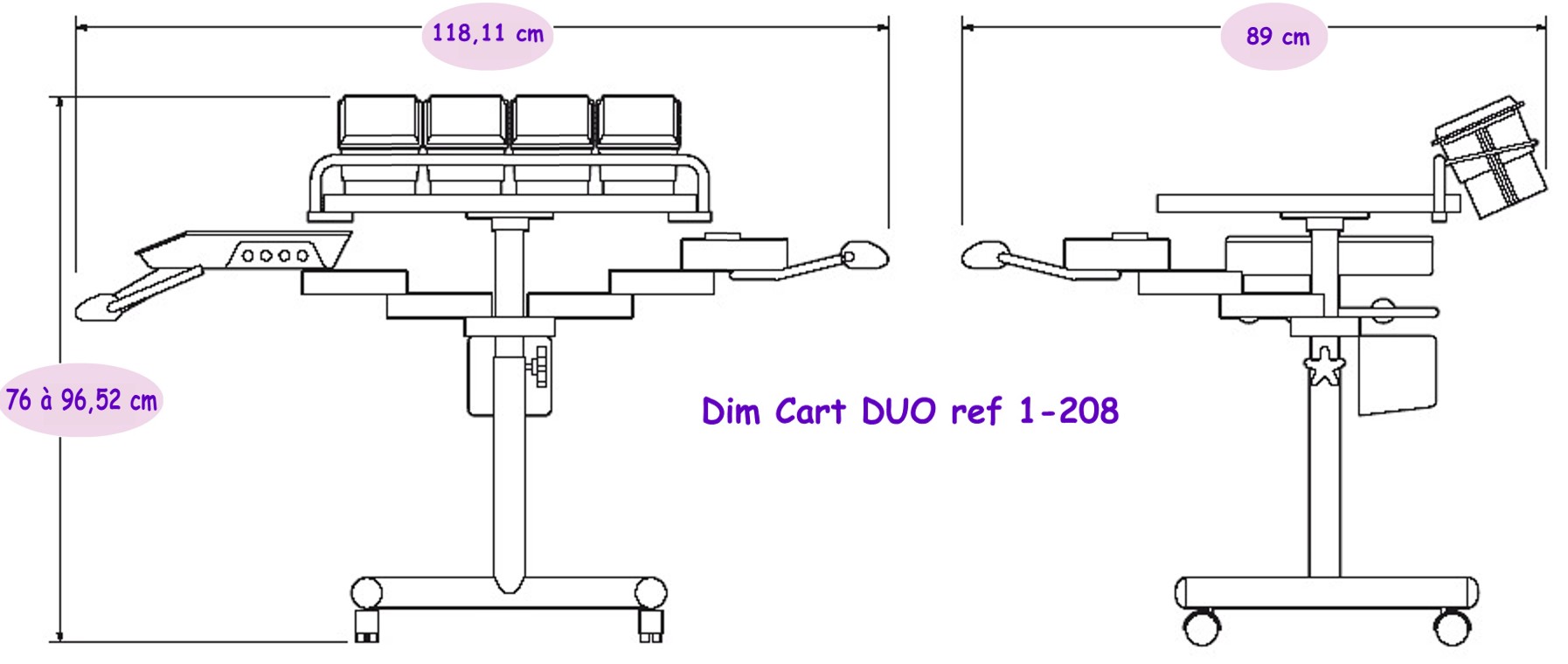 Aimar FDM Monaco Cart Duo sur bras pivotant unit dentaire cabinet