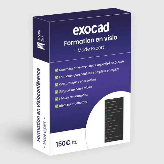 Exocad Formation expert 1h visioconférence CAO dentaire