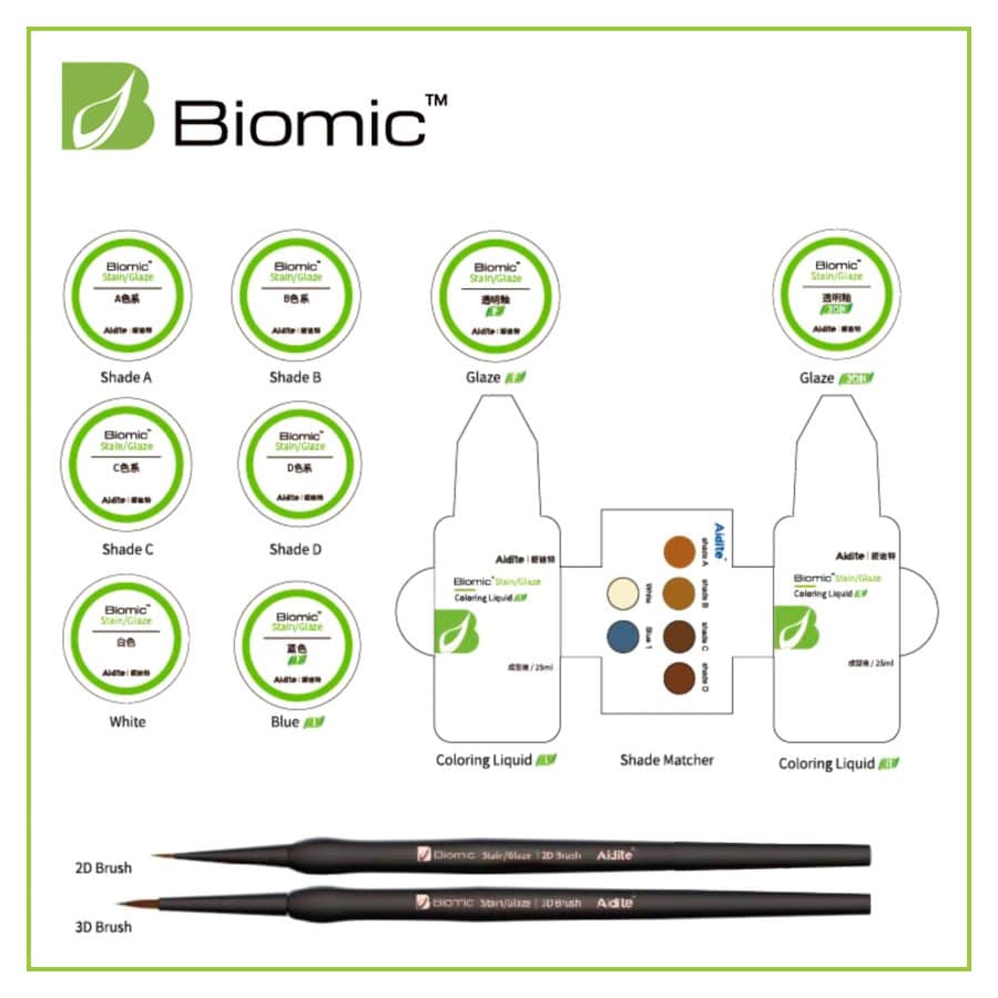 Aidite Biomic Stain Glaze kit base maquillage céramique